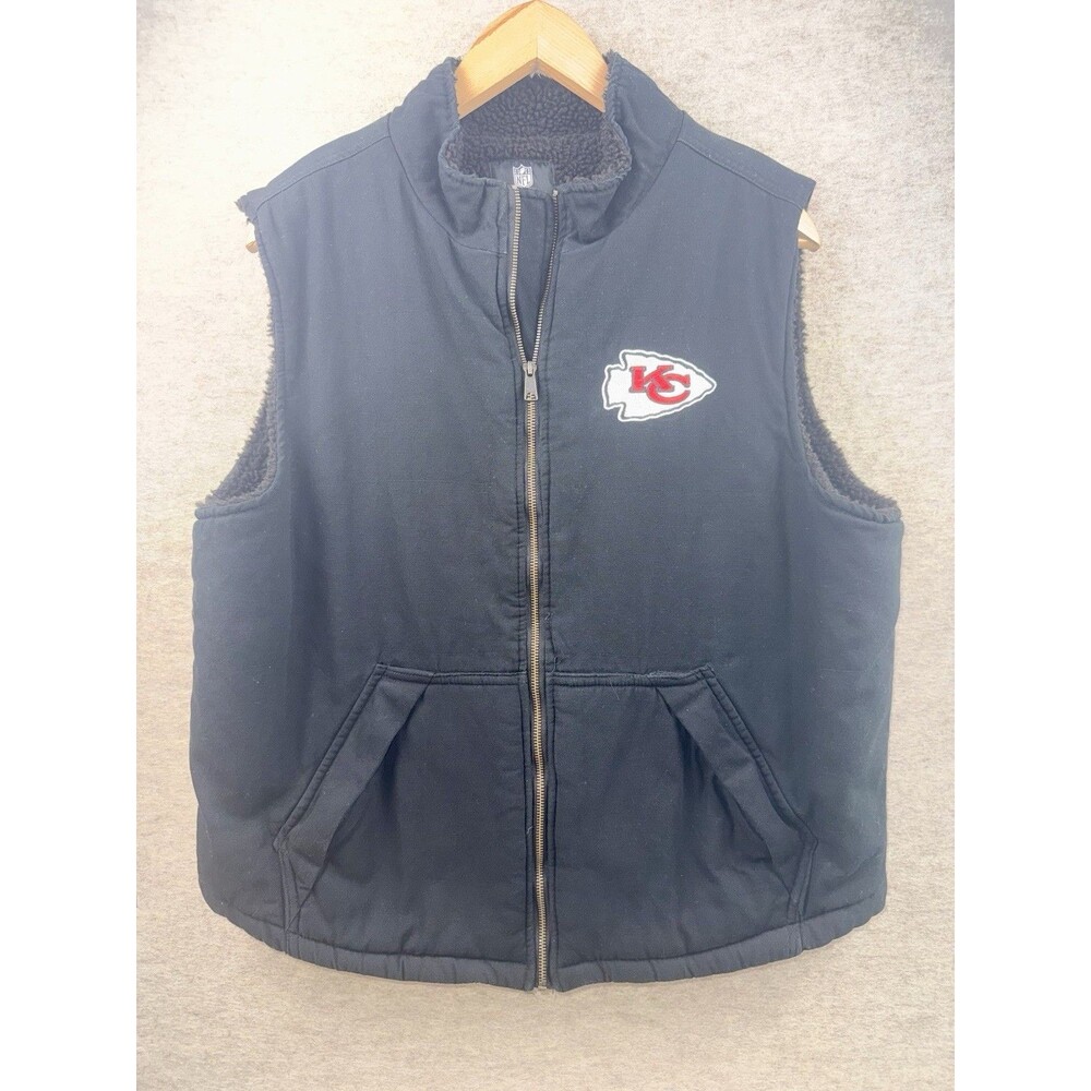 Kansas City Chiefs Vest Mens Large Black NFL Football Sherpa Lined Darius Rucker